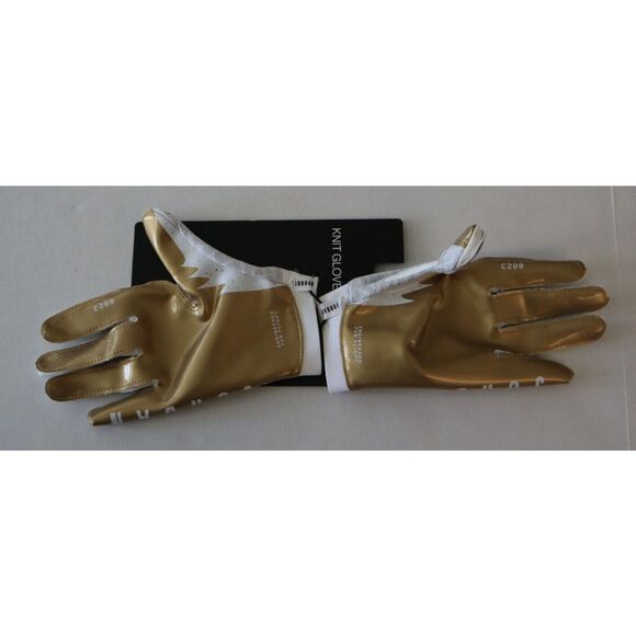 Nike Jordan Adult Sz M Gold/White Vapor Knit 4.0 Metallic Football Gloves - Picture 4 of 6